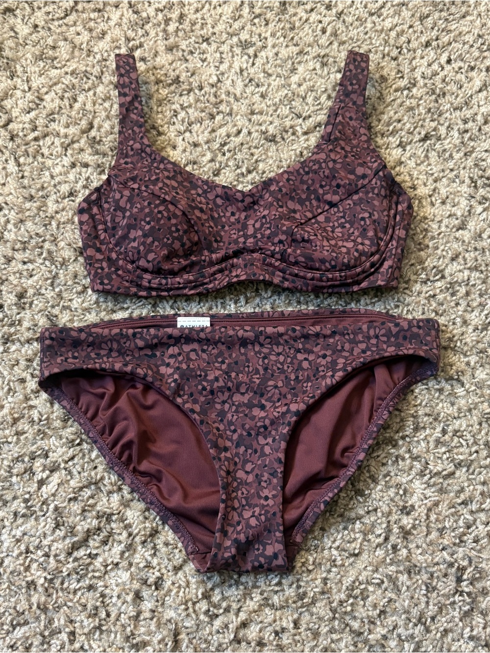 Athleta Conscious Crop Bikini Set Camo Flora Decadent Size Women’s Small